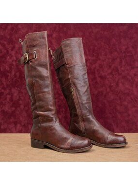 Sigerson Morrison Women Vintage Y2K Cognac Leather Classic Riding Knee Boots 7.5